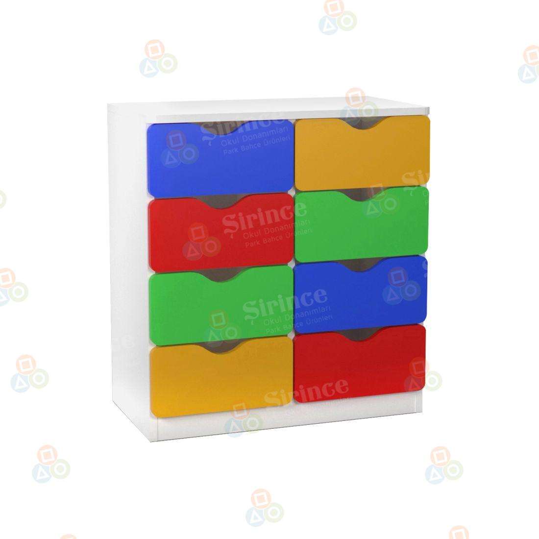8 ÇEKMECELİ ANAOKULU DOLABI RENKLİ AKY-HS0006R